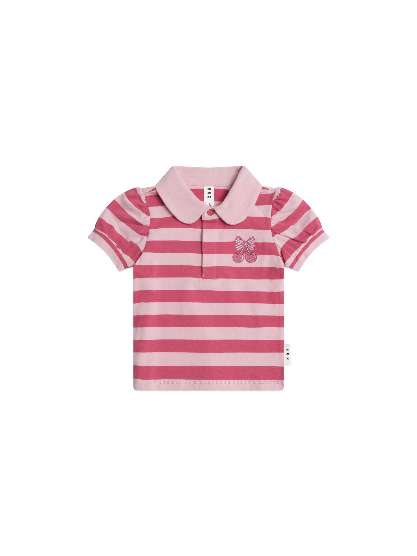 CHERRY PIE PUFF SLEEVE POLO TEE - CHERRY APRICOT