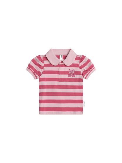 CHERRY PIE PUFF SLEEVE POLO TEE - CHERRY APRICOT