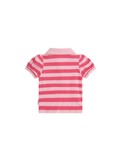 CHERRY PIE PUFF SLEEVE POLO TEE - CHERRY APRICOT