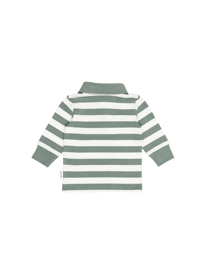 DINO STRIPE POLO - SPRUCE + ALMOND