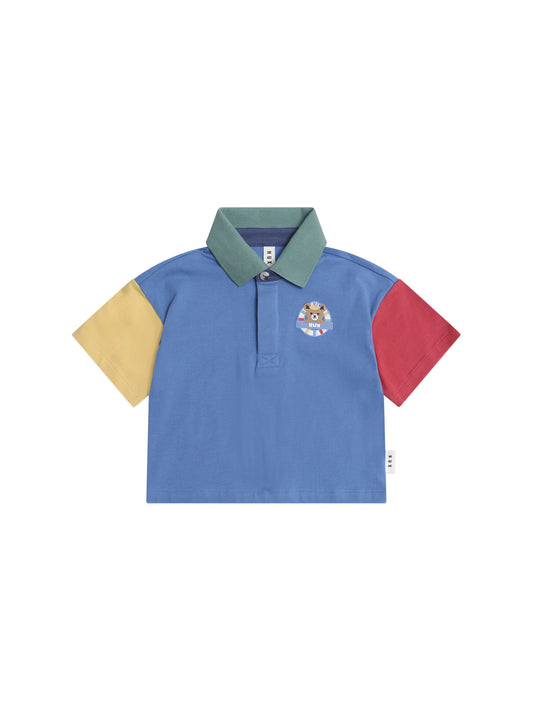 COLOUR BLOCK BOXY POLO TEE - MUTLI