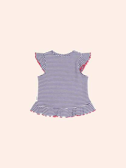 INK STRIPE RIB PEPLUM TEE
