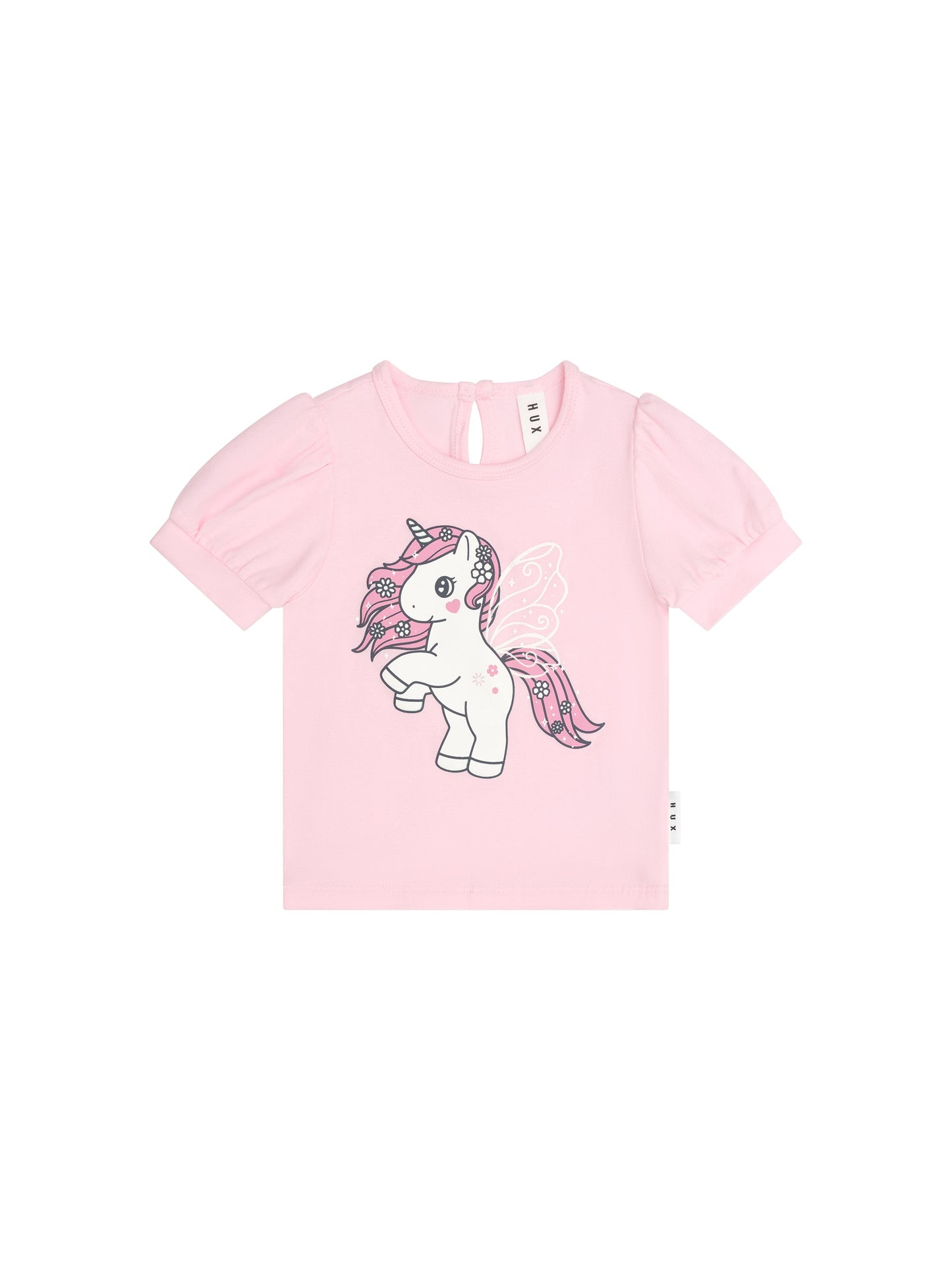 FLUTTER UNICORN PUFF SLEEVE T-SHIRT - CHERRY BLOSSOM