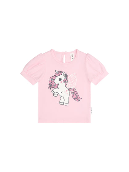 FLUTTER UNICORN PUFF SLEEVE T-SHIRT - CHERRY BLOSSOM