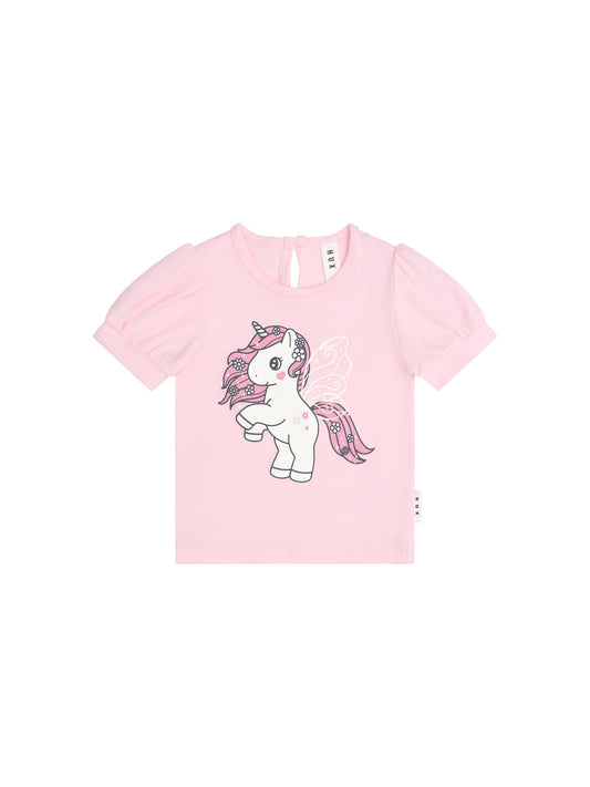 FLUTTER UNICORN PUFF SLEEVE T-SHIRT - CHERRY BLOSSOM
