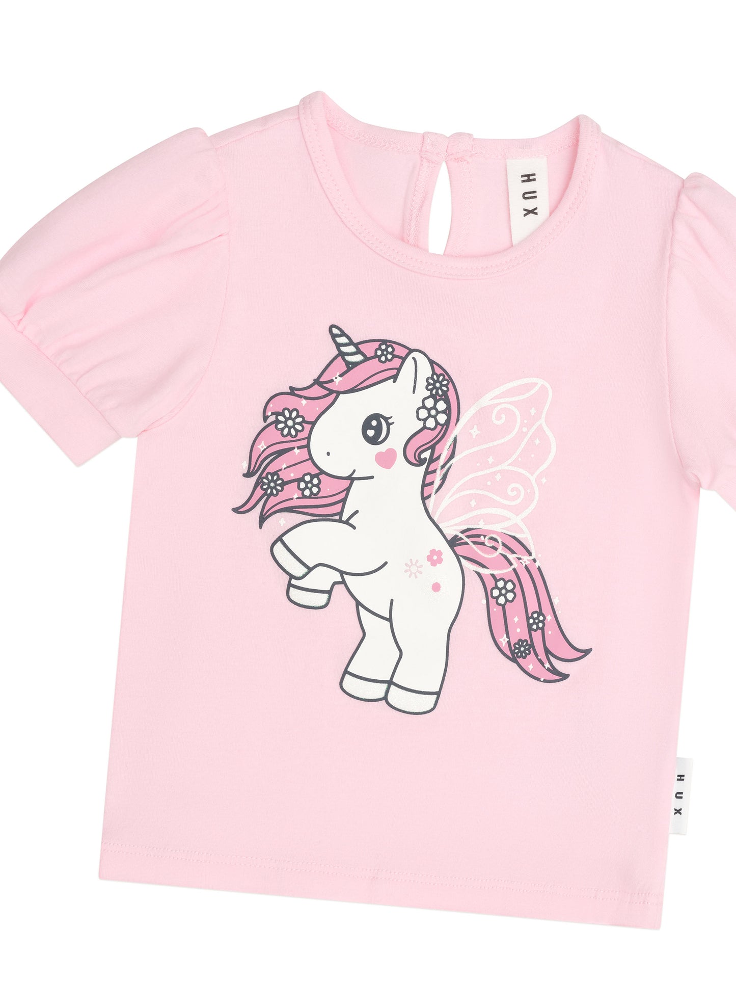 FLUTTER UNICORN PUFF SLEEVE T-SHIRT - CHERRY BLOSSOM