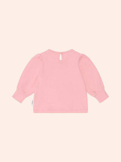 CHERRY BOW PUFF SLEEVE TOP - DUSTY PINK