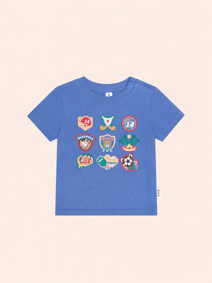 VINTAGE SPORT HUX EMBROIDERED TEE - COBALT