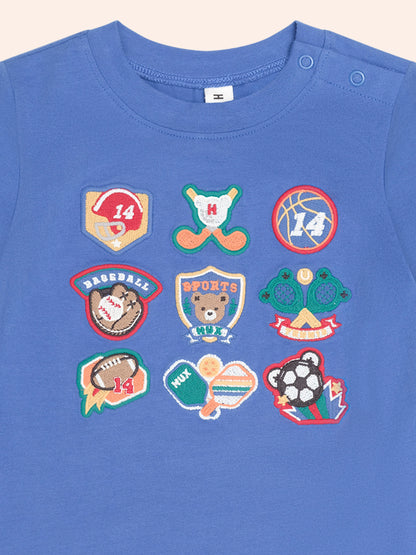 VINTAGE SPORT HUX EMBROIDERED TEE - COBALT