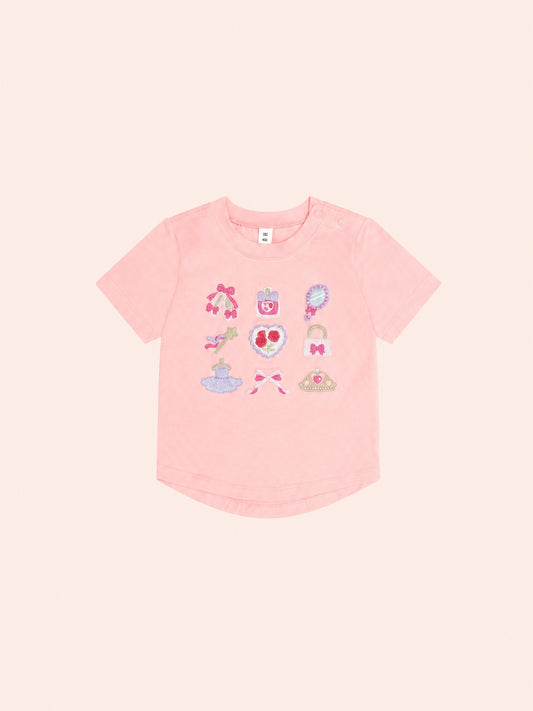 BALLERINA HUX EMBROIDERED TEE- VINTAGE PINK