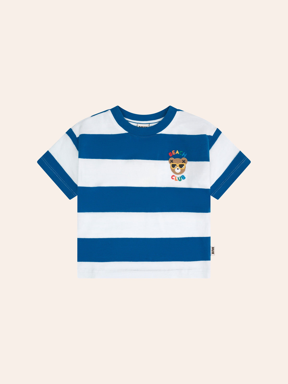 BEACH CLUB HUX BLOCK STRIPE DROP SHOULDER TEE - SEAPOINT ALMOND MILK