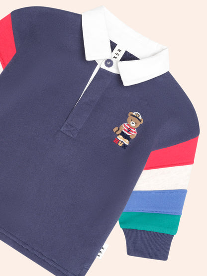 NAUTICAL HUX SPLICED FLEECE POLO - INK