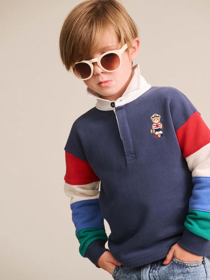 NAUTICAL HUX SPLICED FLEECE POLO - INK