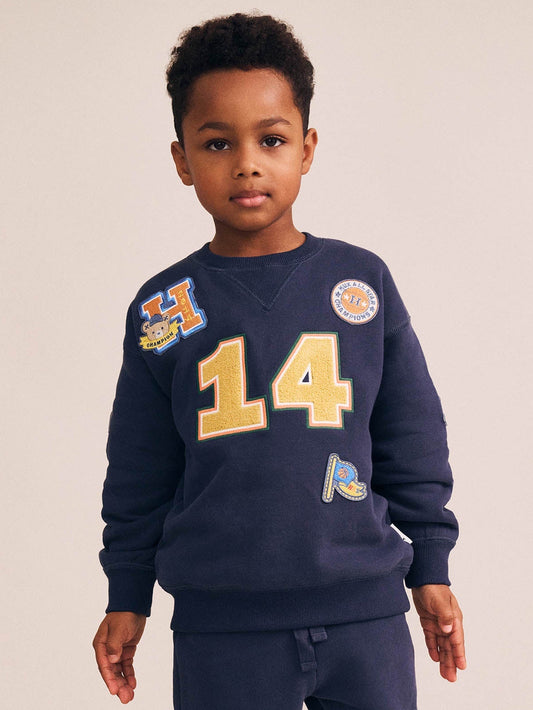 COLLEGIATE PATCHES SWEATSHIRT - NAVY