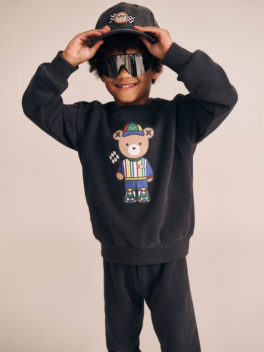 MOTORSPORT HUX PANEL SWEATSHIRT - SOFT BLACK