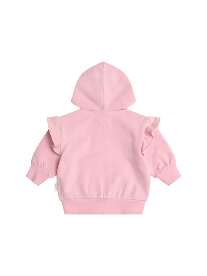 ZIP UP FRILL HOODIE - APRICOT