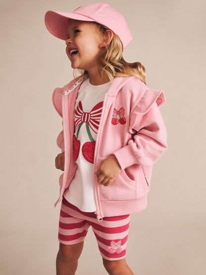 ZIP UP FRILL HOODIE - APRICOT