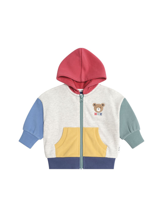 HUXBEAR ZIP UP HOODIE COLOUR BLOCK - MULTI