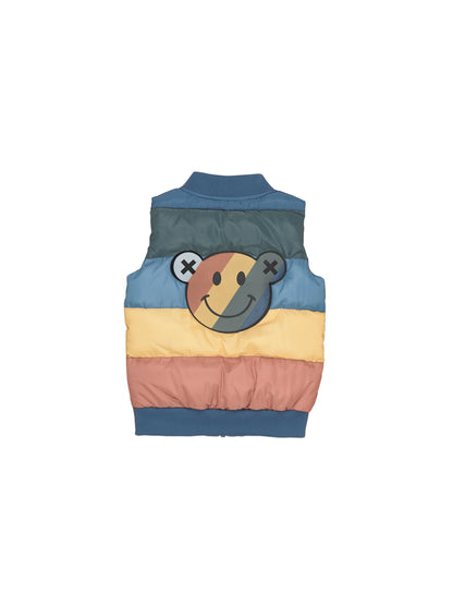 SMILEY RAINBOW PUFFER VEST - MULTI