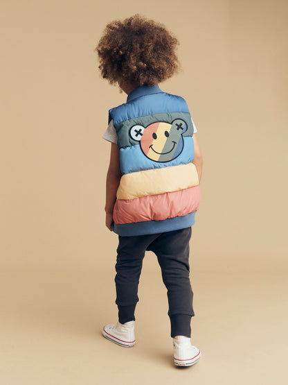 SMILEY RAINBOW PUFFER VEST - MULTI