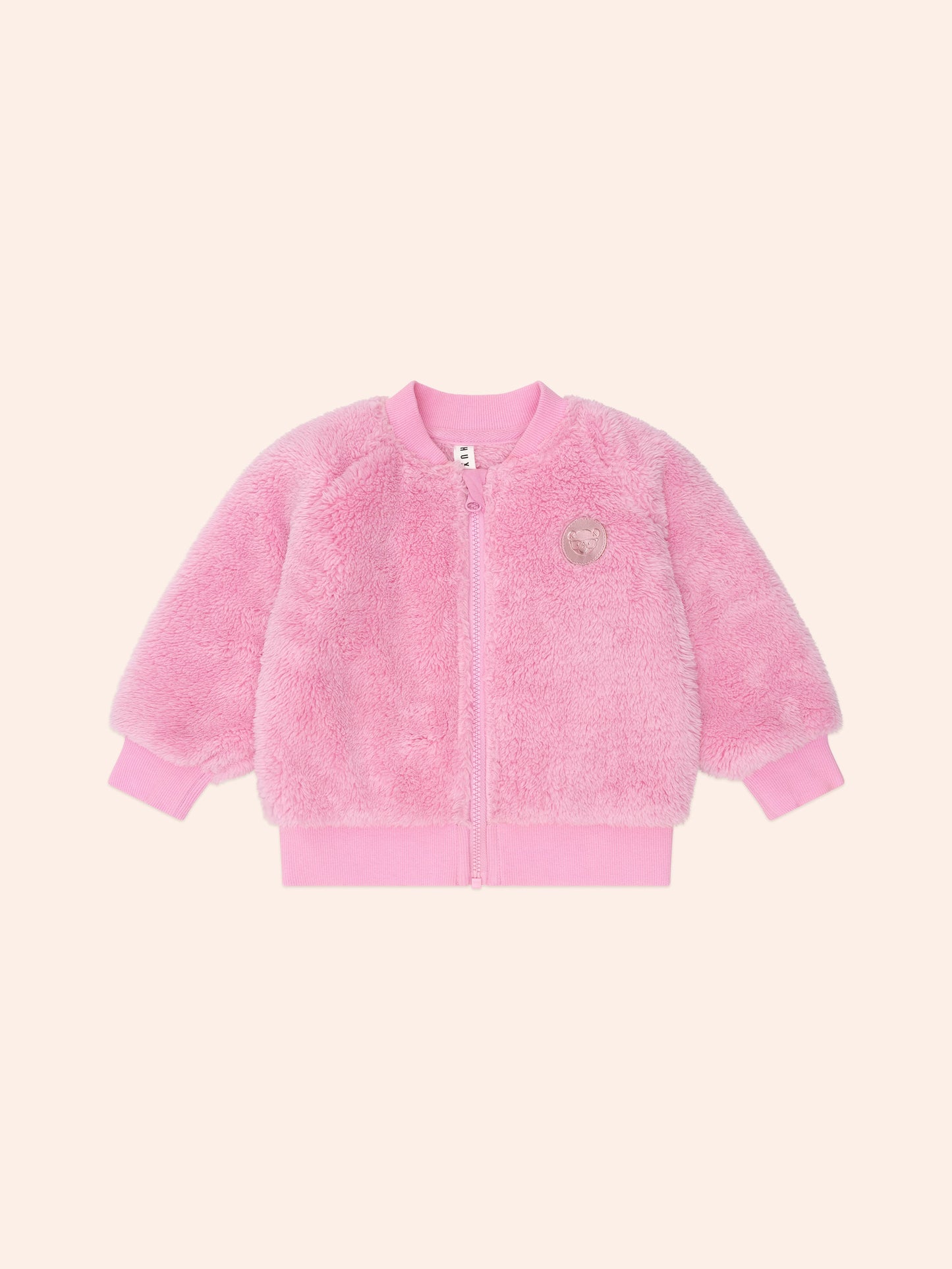 VARSITY HUXETTE FUR JACKET - STRAWBERRY