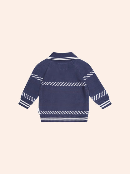 NAUTICAL SHAWL COLLAR CARDI - INK