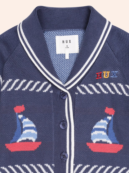NAUTICAL SHAWL COLLAR CARDI - INK