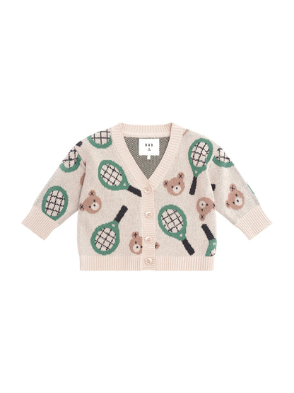 HUX TENNIS BOXY CARDI - ECRU