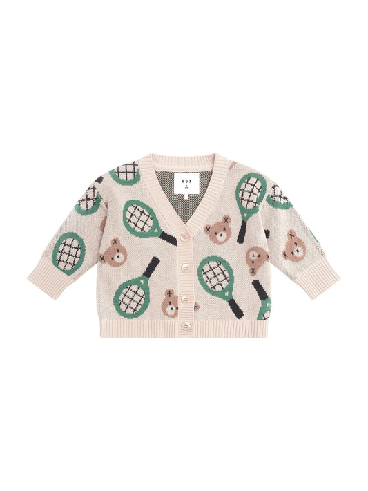 HUX TENNIS BOXY CARDI - ECRU