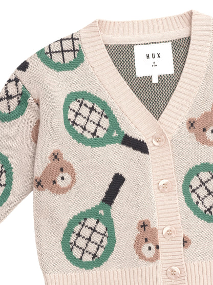 HUX TENNIS BOXY CARDI - ECRU