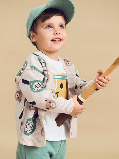 HUX TENNIS BOXY CARDI - ECRU