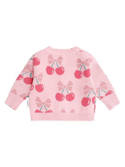 CHERRY PIE SCALLOPED KNIT CARDIGAN - APRICOT