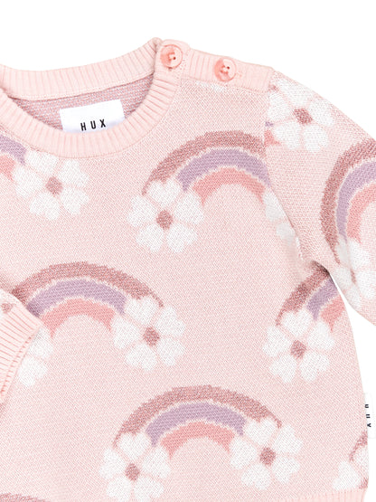 FLOWERBOW KNIT JUMPER - PINK PEARL