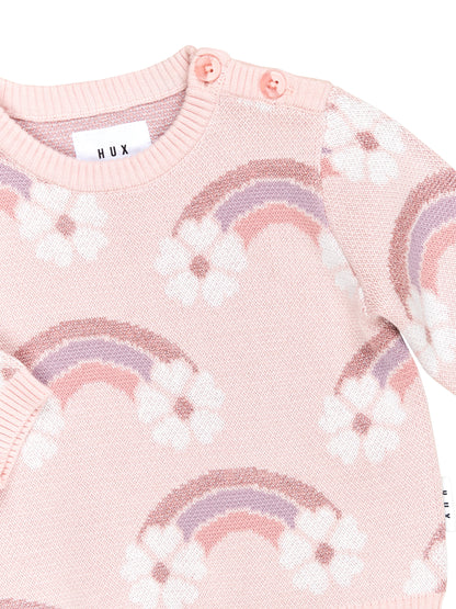 FLOWERBOW KNIT JUMPER - PINK PEARL