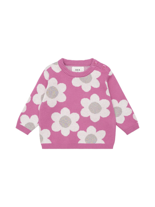 DAISY KNIT JUMPER - RASPBERRY