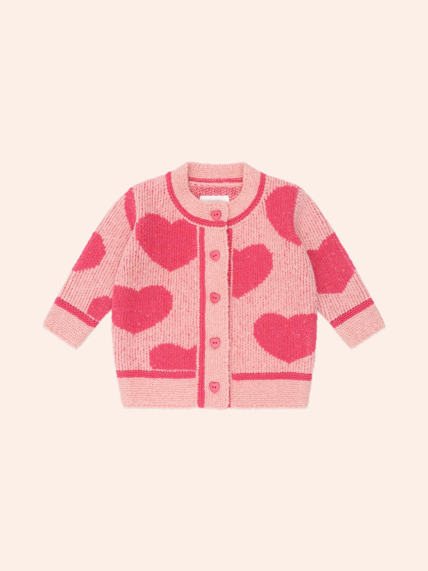 HEART TIPPED CARDI - DUSTY PINK