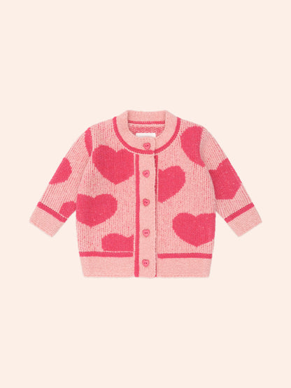 HEART TIPPED CARDI - DUSTY PINK