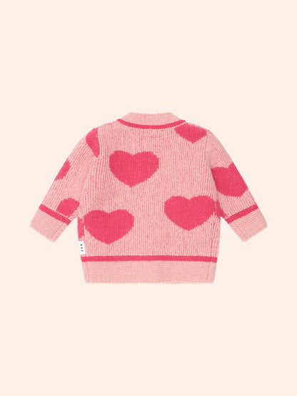 HEART TIPPED CARDI - DUSTY PINK