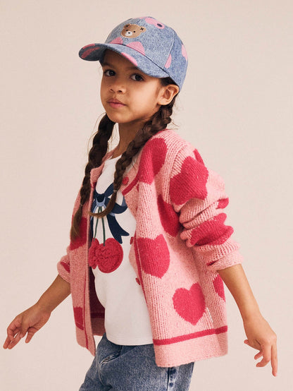 HEART TIPPED CARDI - DUSTY PINK