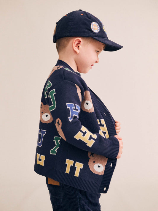 VARSITY LETTER HUX CARDI - NAVY