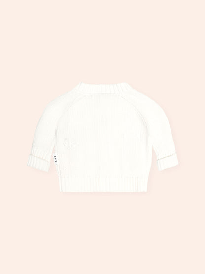NEWBORN PEEKABOO HUX CARDI - ALMOND MILK