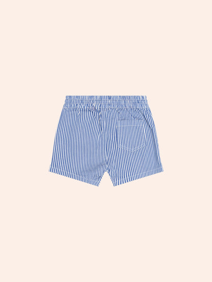 STRIPE DRAWCORD SHORT - COBALT ALMOND MILK