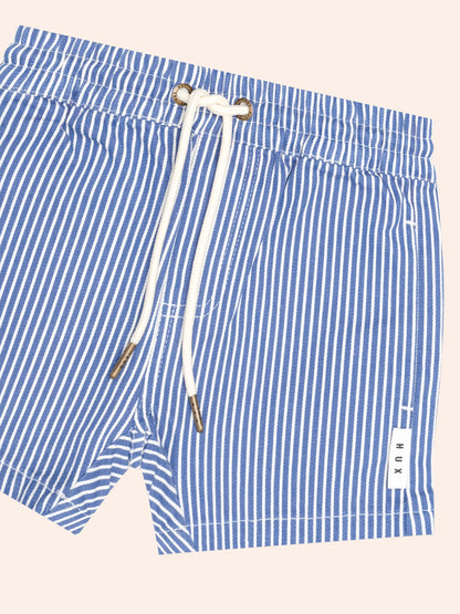 STRIPE DRAWCORD SHORT - COBALT ALMOND MILK