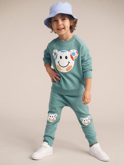 SMILEY SOCCER DROP CROTCH PANT - SPROUT