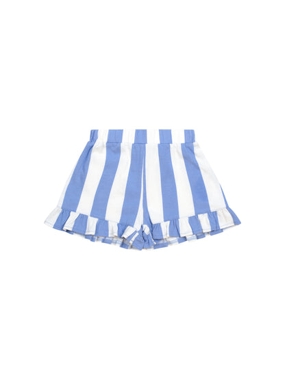 SEASIDE CHERRY STRIPE FRILL SHORT - SEASIDE ALMOND MILK
