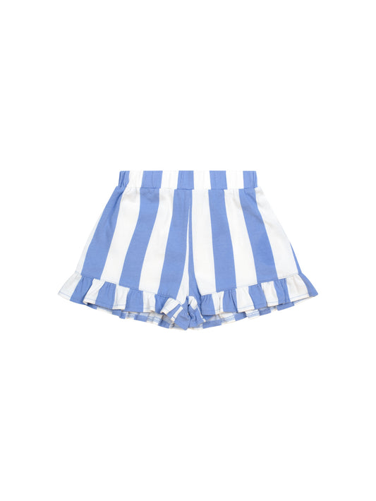 SEASIDE CHERRY STRIPE FRILL SHORT - SEASIDE ALMOND MILK