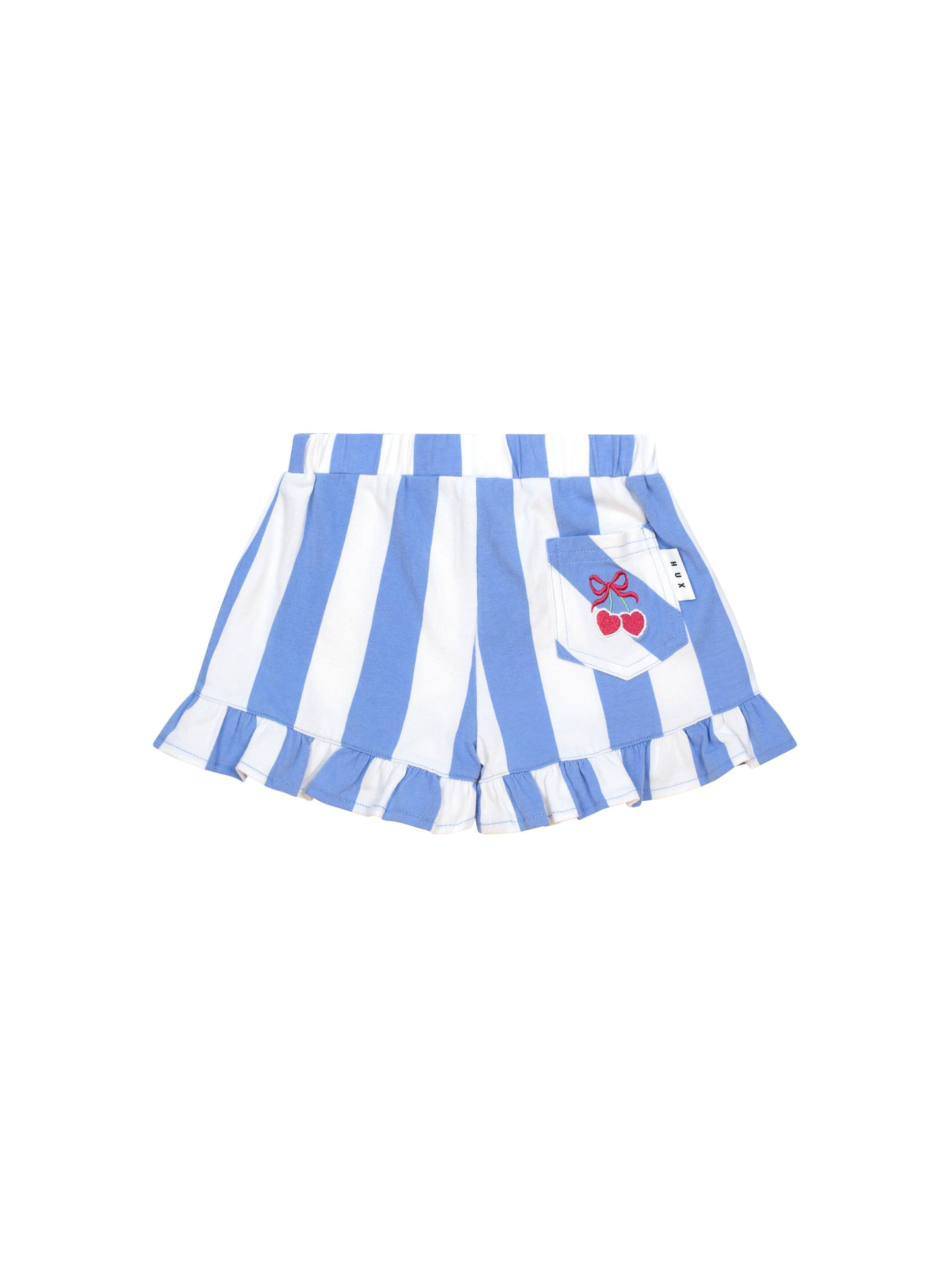 SEASIDE CHERRY STRIPE FRILL SHORT - SEASIDE ALMOND MILK