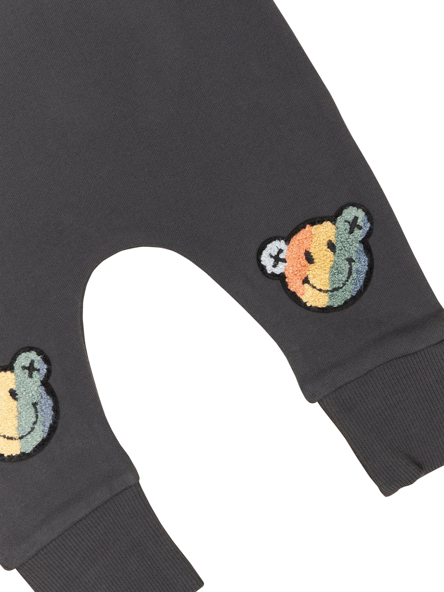 SMILEY RAINBOW DROP CROTCH PANT - SOFT BLACK