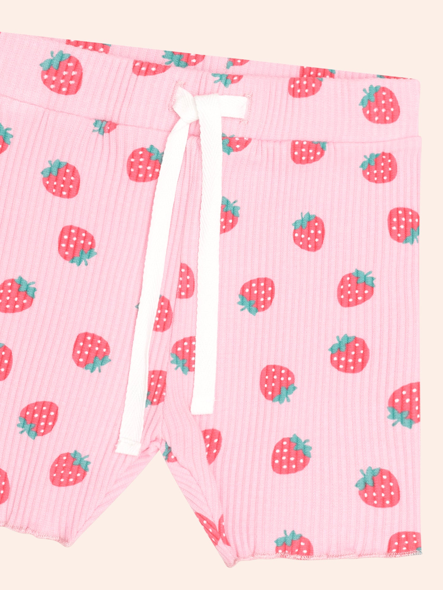 STRAWBERRY PRINT RIB BIKE SHORT