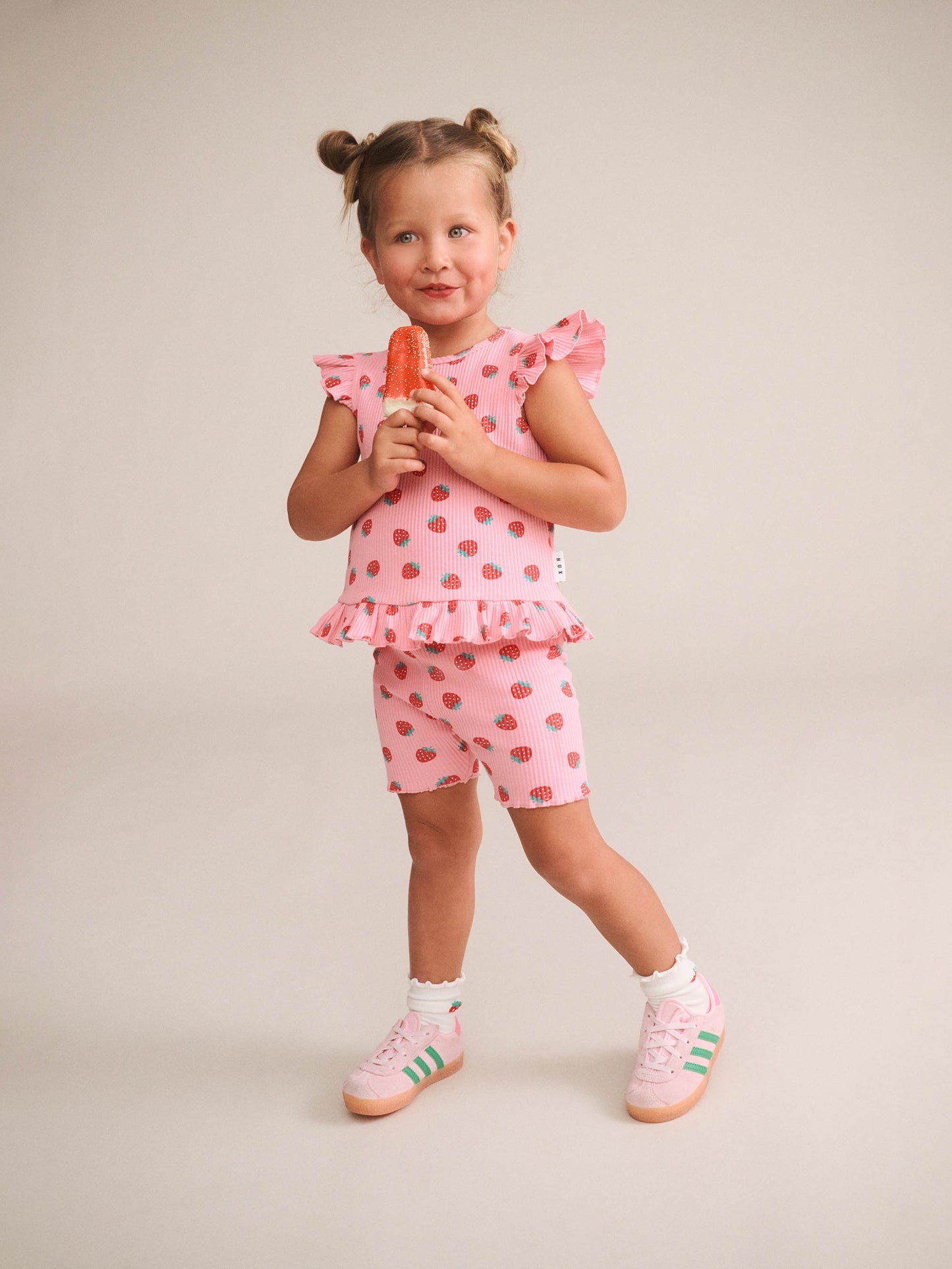 STRAWBERRY PRINT RIB BIKE SHORT